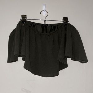 Boohoo olive green bardot tube top